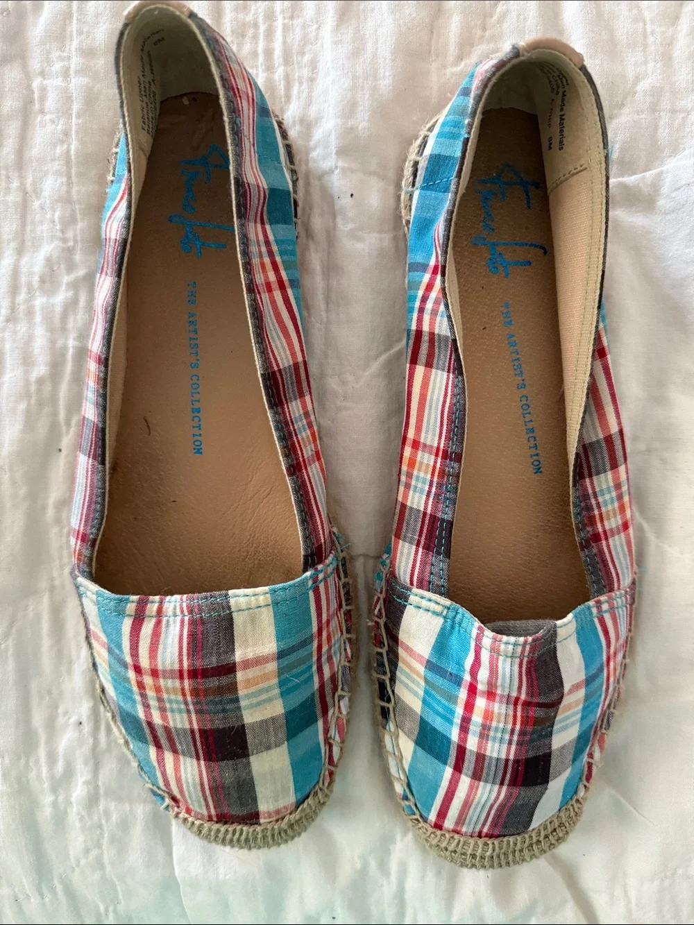 Franco Sarto Plaid Espadrilles in Blue, Red, White & Brown